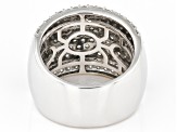 White Diamond 10k White Gold Wide Band Cluster Ring 3.00ctw