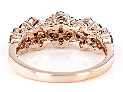 Red Diamond 10k Rose Gold Cluster Band Ring 1.00ctw