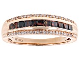 Red Diamond And White Diamond 10k Rose Gold Band Ring 0.50ctw