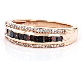 Red Diamond And White Diamond 10k Rose Gold Band Ring 0.50ctw