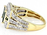 Green Diamond And White Diamond 10k Yellow Gold Quad Ring 1.65ctw