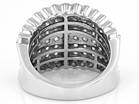 White Diamond 10k White Gold Wide Band Cluster Ring 2.85ctw