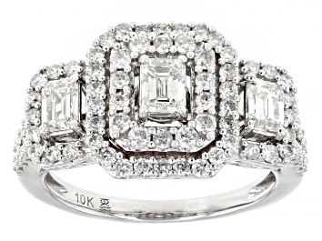 Picture of White Diamond 10k White Gold Halo Ring 1.50ctw