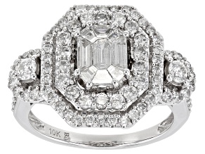 White Diamond 10k White Gold Halo Ring 1.50ctw