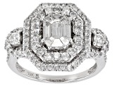 White Diamond 10k White Gold Halo Ring 1.50ctw