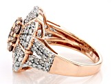 Champagne And White Diamond 10k Rose Gold Cluster Ring 2.00ctw
