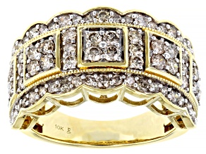 Diamond 10k Yellow Gold Wide Band Ring 1.50ctw