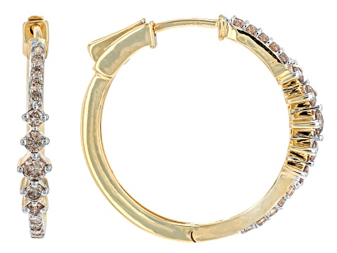 Diamond 10k Yellow Gold Hoop Earrings 0.50ctw