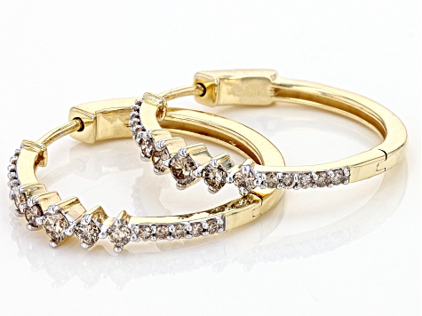 Diamond 10k Yellow Gold Hoop Earrings 0.50ctw
