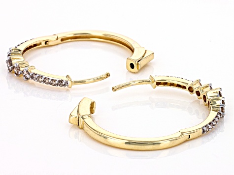 Diamond 10k Yellow Gold Hoop Earrings 0.50ctw