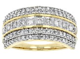 White Diamond 10k Yellow Gold Wide Band Ring 1.00ctw