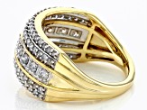 White Diamond 10k Yellow Gold Wide Band Ring 1.00ctw