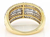 White Diamond 10k Yellow Gold Wide Band Ring 1.00ctw