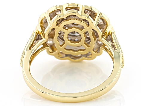 Diamond 10k Yellow Gold Cluster Ring 1.00ctw