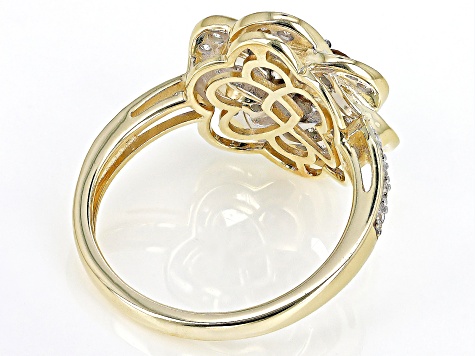 Champagne And White Diamond 10k Yellow Gold Cluster Ring 1.00ctw