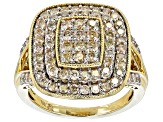 Diamond 10k Yellow Gold Cluster Ring 1.50ctw