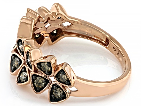 Champagne Diamond 10k Rose Gold Band Ring 0.50ctw