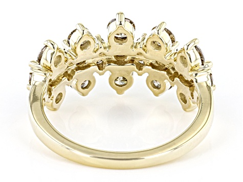 Champagne Diamond 10k Yellow Gold Band Ring 1.75ctw