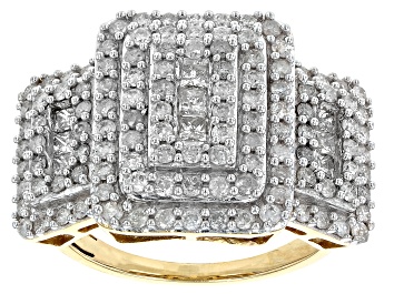 Picture of White Diamond 10k Yellow Gold Cluster Ring 1.55ctw