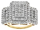 White Diamond 10k Yellow Gold Cluster Ring 1.55ctw