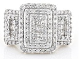 White Diamond 10k Yellow Gold Cluster Ring 1.55ctw