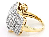 White Diamond 10k Yellow Gold Cluster Ring 1.55ctw
