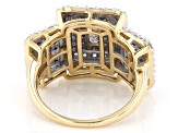 White Diamond 10k Yellow Gold Cluster Ring 1.55ctw