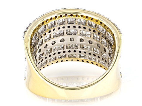 White Diamond 10k Yellow Gold Multi-Row Wide Band Ring 2.00ctw