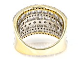 White Diamond 10k Yellow Gold Multi-Row Wide Band Ring 2.00ctw