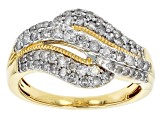 Diamond 10k Yellow Gold Bypass Ring 1.00ctw