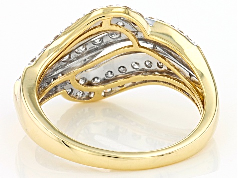 Diamond 10k Yellow Gold Bypass Ring 1.00ctw