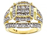 White Diamond 10k Yellow Gold Quad Ring 2.00ctw