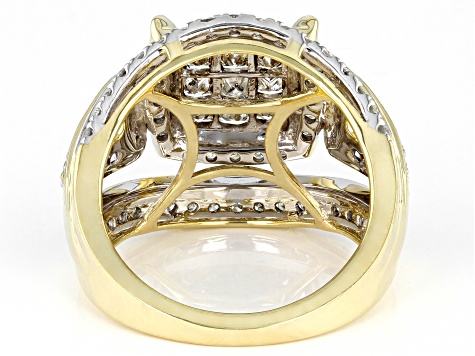 White Diamond 10k Yellow Gold Quad Ring 2.00ctw
