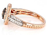 Champagne And White Diamond 10k Rose Gold Halo Ring 0.75ctw