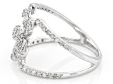 White Diamond 10k White Gold Open Design Floral Ring 0.50ctw