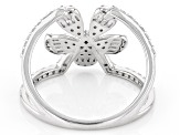 White Diamond 10k White Gold Open Design Floral Ring 0.50ctw