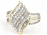 Diamond 10k Yellow Gold Cluster Ring 1.00ctw