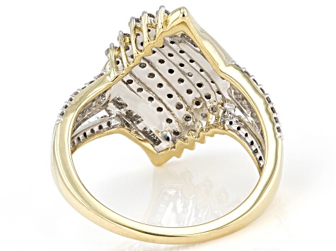 Diamond 10k Yellow Gold Cluster Ring 1.00ctw