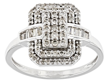 Picture of White Diamond 10k White Gold Cluster Ring 0.50ctw