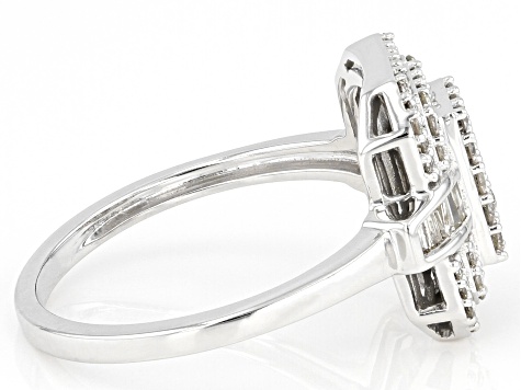 White Diamond 10k White Gold Cluster Ring 0.50ctw