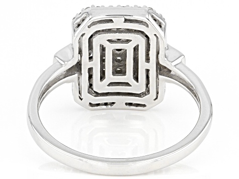 White Diamond 10k White Gold Cluster Ring 0.50ctw