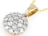 White Diamond 10k Yellow Gold Cluster Pendant With 18" Rope Chain 0.70ctw