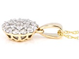 White Diamond 10k Yellow Gold Cluster Pendant With 18" Rope Chain 0.70ctw