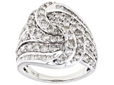 Diamond 10k White Gold Crossover Ring 3.00ctw