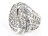 Diamond 10k White Gold Crossover Ring 3.00ctw