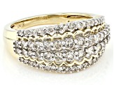 Diamond 10k Yellow Gold Wide Band Ring 1.00ctw