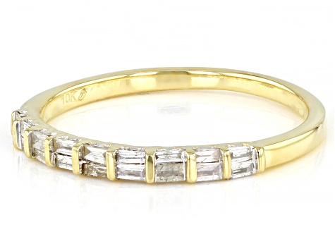 White Diamond 10k Yellow Gold Band Ring 0.25ctw