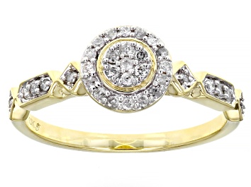 Picture of White Diamond 10k Yellow Gold Halo Ring 0.20ctw