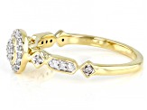 White Diamond 10k Yellow Gold Halo Ring 0.20ctw