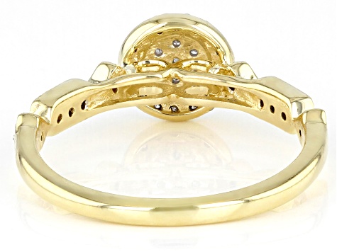 White Diamond 10k Yellow Gold Halo Ring 0.20ctw
